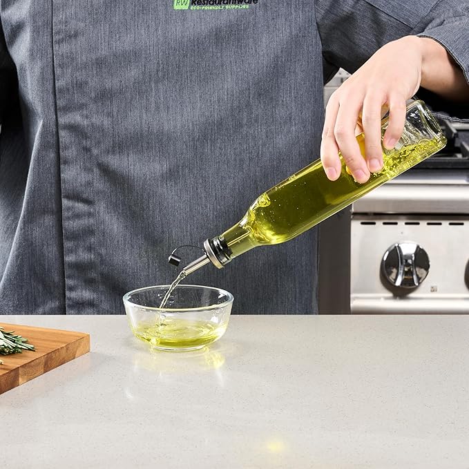 Restaurantware RW Base 16.9 Ounce Olive Oil Dispenser 1 Kitchen Oil Dispenser Bottle - With Stopper Spout Non-Leaking Clear Glass Olive Oil Pourer For Cooking Or Salad Dressings