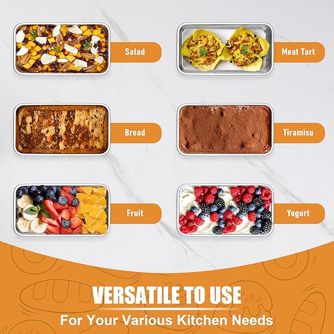 P&P CHEF Mini Loaf Pans Set, 3 PCS Small Bread Loaf Pan for Baking, 6.3 x 3.5 Inch Stainless Steel Baking Pans for Homemade Bread, Meatloaf, Cake and Brownies, Healthy & Non Toxic, Dishwasher Safe