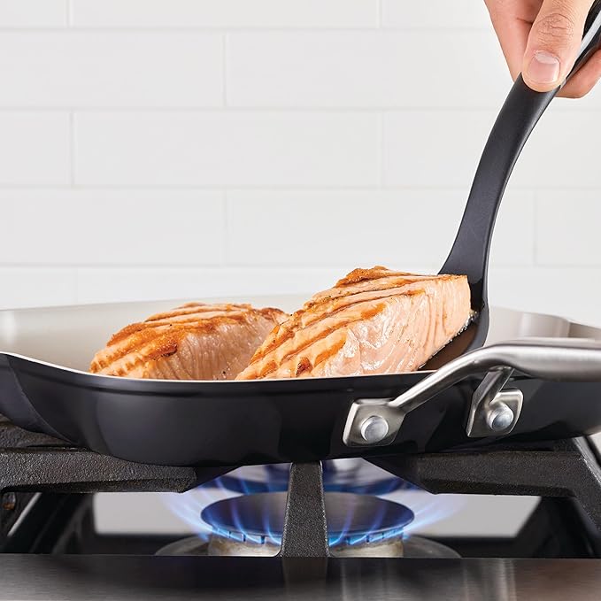 KitchenAid Hard Anodized Ceramic Nonstick Grill Pan/Griddle, Square, 11.25 Inch - Matte Black
