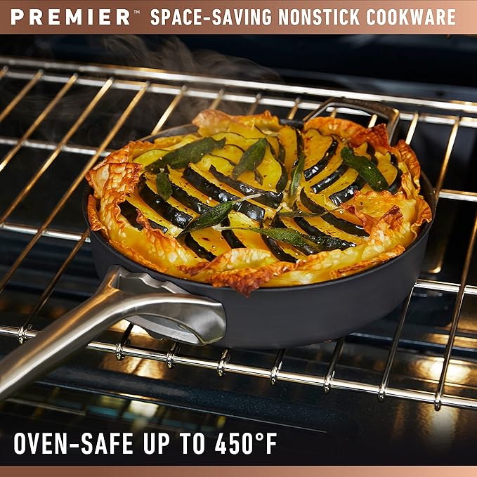 Calphalon Premier Space-Saving Nonstick Cookware Set, 8-Piece, Stackable, Hard-Anodized Aluminum
