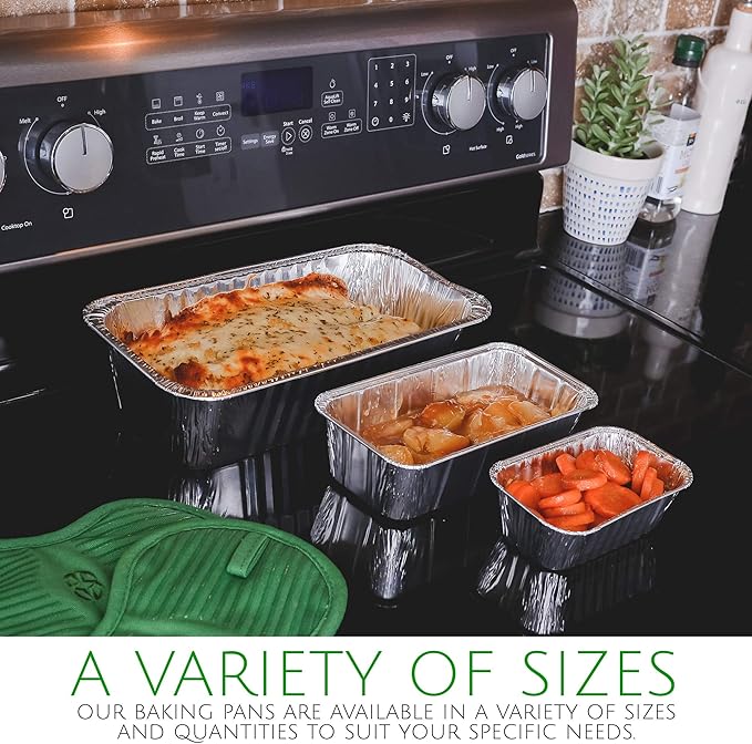 PLASTICPRO [3 Lb 25 Pack Disposable Loaf Pans Aluminum Tin Foil Meal Prep Bakeware - Cookware Perfect for Baking Cakes, Bread, Meatloaf, Lasagna 3 Pound 11'' X 5'' X 2.75''