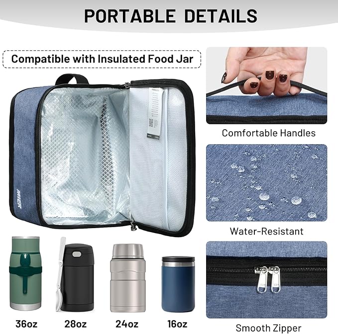 MIER Insulated Lunch Box for Men Women Kids Portable Small Lunch Bag 9 CAN Compact Thermal Mini Cooler for School Work Picnic, Blue