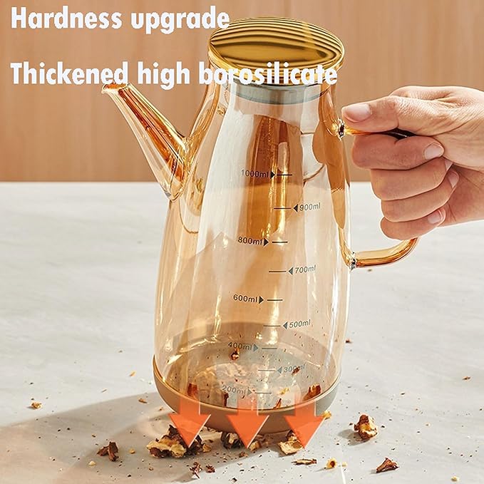 2025 Oil Dispenser Bottle with Drip Free Spout Food Grade Oil Vinegar Cooking Sprayer Kitchen Glass Container Bottles (1000 ML)