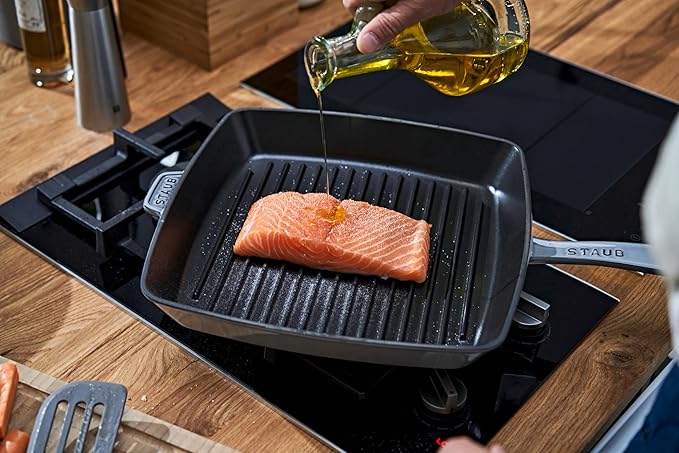 Staub Cast Iron 12-inch Square Grill Pan - Graphite Grey, Made in France