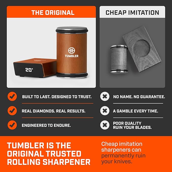 TUMBLER Pro Rolling Knife Sharpener™ - Knife Sharpening Made Easy - Rolling Knife Sharpening Kit with Removable Disc System - Includes 4-Layer Diamond Sharpening Disc & EdgeBoost Ceramic Disc (Black)