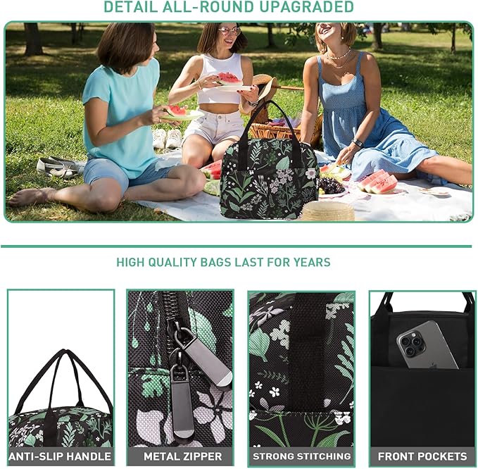 VLM Lunch Bag,Lunch Box for Women Men,Reusable Insulated Lunch Tote,Small Leakproof Cute Lunch Cooler with High Capacity for Work,Picnic,Camping