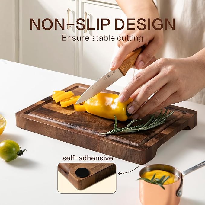 Walnut Wood Cutting Board Small End Grain Board for Kitchen, Compact Size with Non-Slip Base, Lightweight & Durable for Cheese and Small Prep, 9x6x0.8 Inch