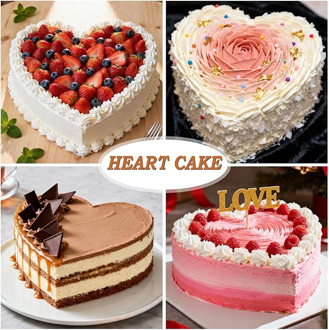 FUNBAKY Metal Framed Silicone Heart Shaped Cake Pans, 10 Inch Heart Cake Pan, BPA Free Large Baking Molds for Anniversaries, Weddings, Valentine's Day, Oven Dishwasher Safe