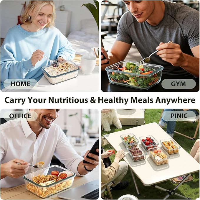 5 Pack 20oz Glass Meal Prep Containers with Air Vent Lids, Borosilicate Glass Food Storage Container with Snap Airtight Lids for Lunch, Food Prep, Microwave, Oven, Freezer & Dishwasher Safe, BPA-Free