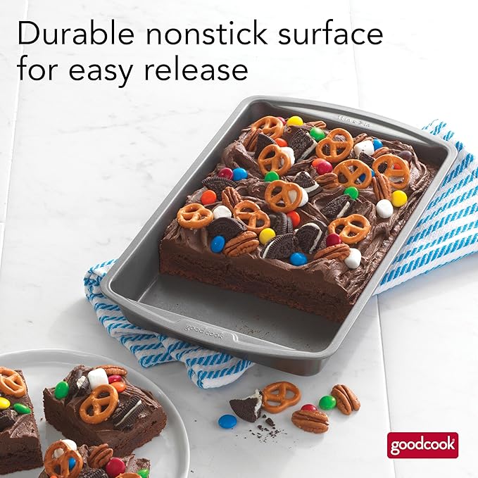 GoodCook 11 x 7 In Nonstick Steel Cake Baking Pan, Brownies, Biscuits, and Cake, Gray