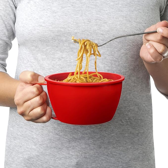 Sistema 1109ZS Microwave Collection Noodle Bowl Red,(Pack of 4)