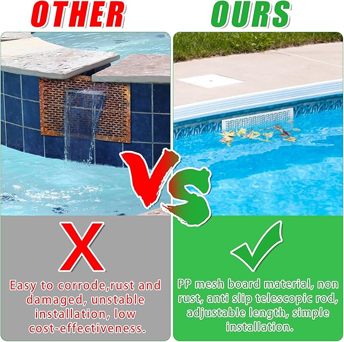 Skimmer Guard Kit Pool Skimmer Net Leaf Skimmer Catcher Shield Protective Spring Action Net System Leaf Protection Debris Prevent Blockage Easy Assembly Durable White