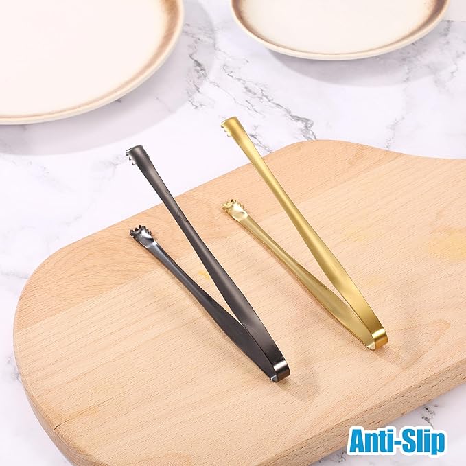 2pcs Egg Chalaza Removal Tool, Stainless Steel Toothed Egg Chalaza Membrane Remover Eggshell Fragment Remover Kitchen Tongs for Cooking Bakers Chefs (Black, Gold)