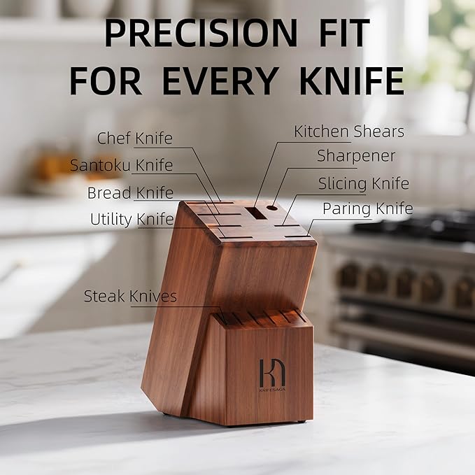 Kitchen Knife Set Premium, Japanese High Carbon Stainless Steel 15 Pcs Enduring Ultra Sharp Knife Block Set with Sharpener and Wood Block, Professional White Chef Knives set for Kitchen