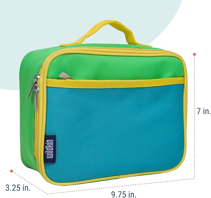 Wildkin Kids Insulated Lunch Box – Durable and Reusable for School & Travel - Monster Green
