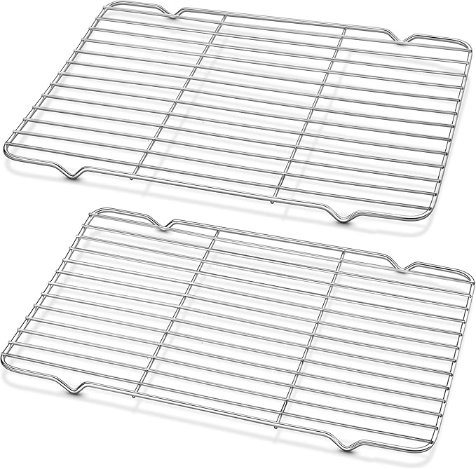 Cooling Rack and Baking Rack with Stainless Steel, 2 - Pack 10 x 15 Inches Heavy Duty Cooling Racks for Cooking and Baking, Sturdy Cookie Cooling Rack, Easy to Clean Oven & Dishwasher Safe