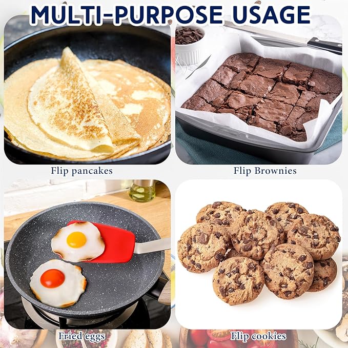 Medium Silicone Spatula Flexible Silicone Cookie Spatula Heat Resistant Medium Pancake Turner for Kitchen Use Nonstick Cookware No Scratch Cooking Flipper for Egg Pancake