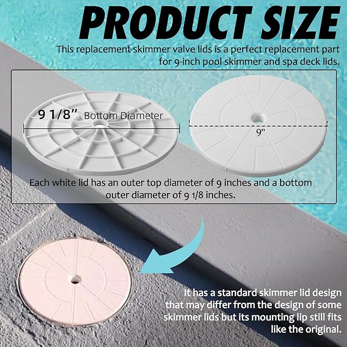 TonGass 9 1/8" Skimmer Valve Lids Perfect Replacement Part for 9" Pool & Spa Lids Highly Durable Pool Skimmer Cover with UV Inhibitors