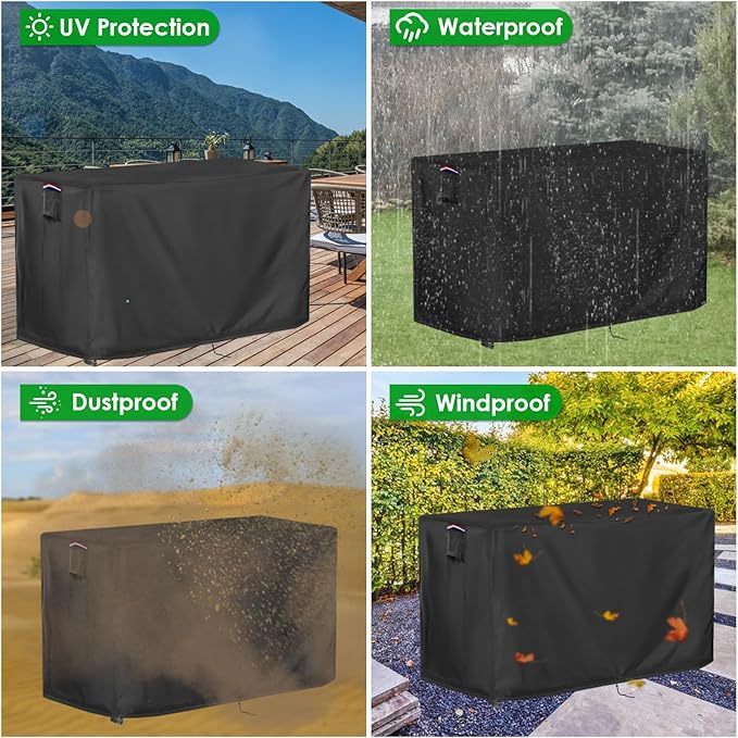 Outdoor Table Cover for Tall Bar Height Patio Table, 51inch Waterproof Prep Table Cover for Dining Table,Grill Cart,Stainless Steel/Metal Table,Black-51"L x 24"W x 35"H