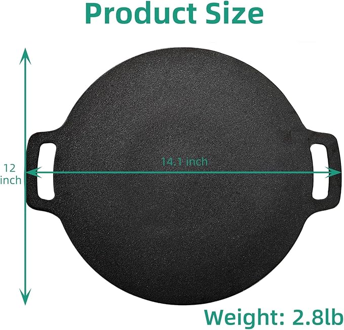 Korean BBQ Grill, Nonstick Round Griddle Pan with Bag, 12 Inch 6 Layer Coating BBQ Griddle, Heavy-Duty Cast Iron Griddles for Stove Top, Outdoor Camping, Tawa Roti Pan