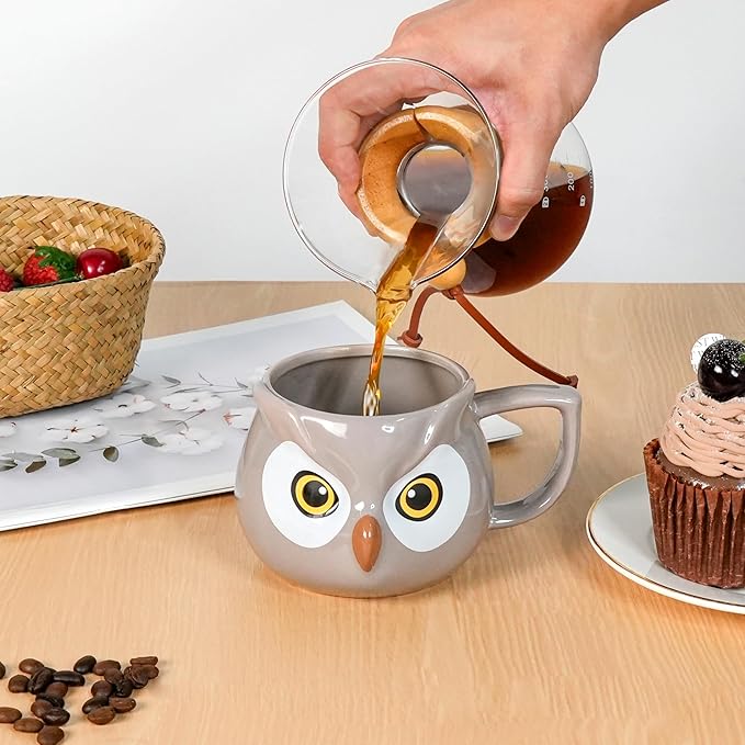 Owl Mug - Ceramic Coffee Cup for Women, 3D Funny Coffee Mug, Christmas Birthday Owl Gifts for Women Man Kids 14oz