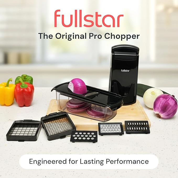 Fullstar The Original Pro Chopper - Vegetable Chopper and Mandoline Slicer, Food Chopper with Container, Fruit Cutter, Veggie Slicer, Kitchen Gadgets & Gifts, Home Essentials (6 in 1, Black)