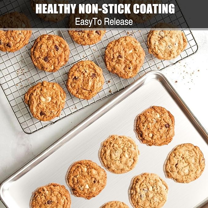 Baking Sheet Cookie Sheet Set of 2, Umite Chef Stainless Steel Baking Pans Tray Professional 18 inch, Non Toxic & Healthy, Mirror Finish & Rust Free, Easy Clean & Dishwasher Safe