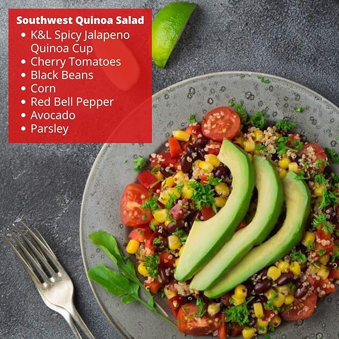Kitchen & Love Jalapeno & Roasted Pepper Quinoa Quick Meal 6-Pack | Vegan, Gluten-Free, Ready-to-Eat, No Refrigeration Required