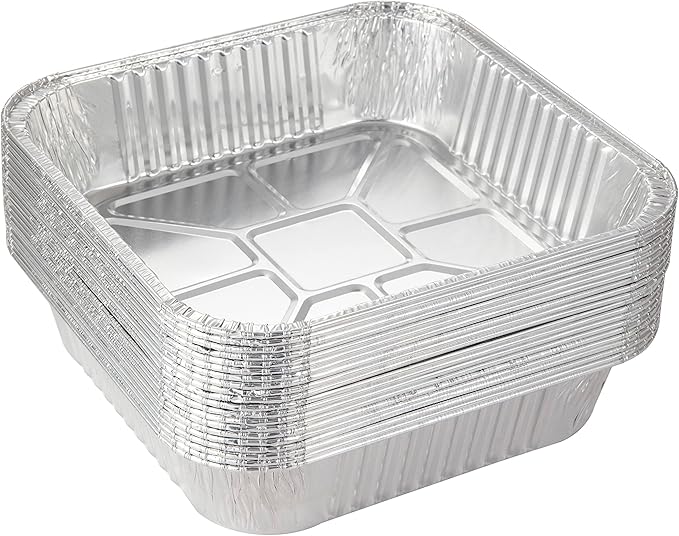 10pack- 8 x 8 Aluminum foil Pans Disposable Heavy Duty Square baking Cake Pan, Cooking Tins Homemade Breads Oven Pan, Baking cake Roasting Pans