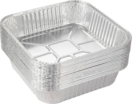 25pack- 8 x 8 Aluminum foil Pans Disposable Heavy Duty Square baking Cake Pan, Cooking Tins Homemade Breads Oven Pans,Foil Pan, Baking pan Roasting