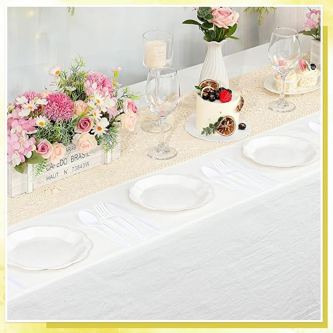 30 Pcs White Paper Plates, 9 Inch Scalloped Paper Plates Disposable Dinner Plate Dessert Cake Plate Party Supplies for Wedding Bridal Baby Shower Birthday (Pack of 2)