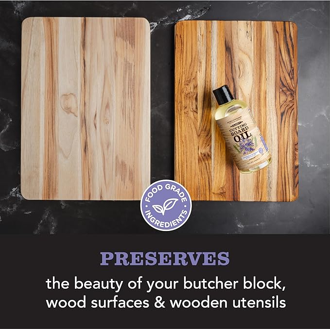 CLARK'S Cutting Board Oil - Food Grade Mineral Oil for Wood Cutting Board - Scented with Lavender & Rosemary Essential Oils - Butcher Block Conditioner - Restores and Protects Wood - Made in USA, 12oz