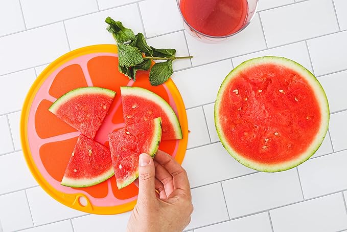 Dexas Citrus Slice Cutting Board/Serving Board 9 inches, Grapefruit