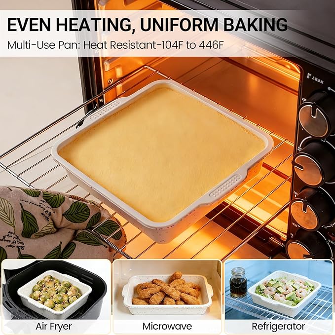 SJ 8 x 8 Inch Silicone Square Cake Pan with Metal Reinforced Frame Set of 2, Nonstick Silicone Cake Molds BPA Free Suitable for making Cakes Brownies Cheesecakes Pie Bread