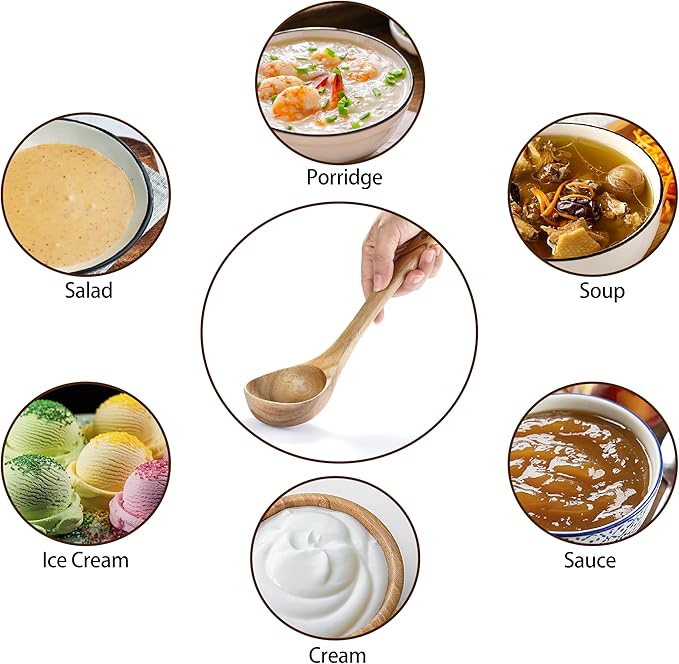 Ladle, Kaloo Teak Acacia Wooden Soup Ladle Spoons for Cooking, 10.6 inch, Gift Box Included
