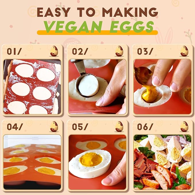 HKNMTT Silicone Egg Molds Easter 2PCS, 2.4" Food Grade 3D Moulds for Vegan Deviled Eggs Peanut Filling 3D Chocolate Candy Jello Pudding Soap Gift, Oven Safe Baking Cake Kit