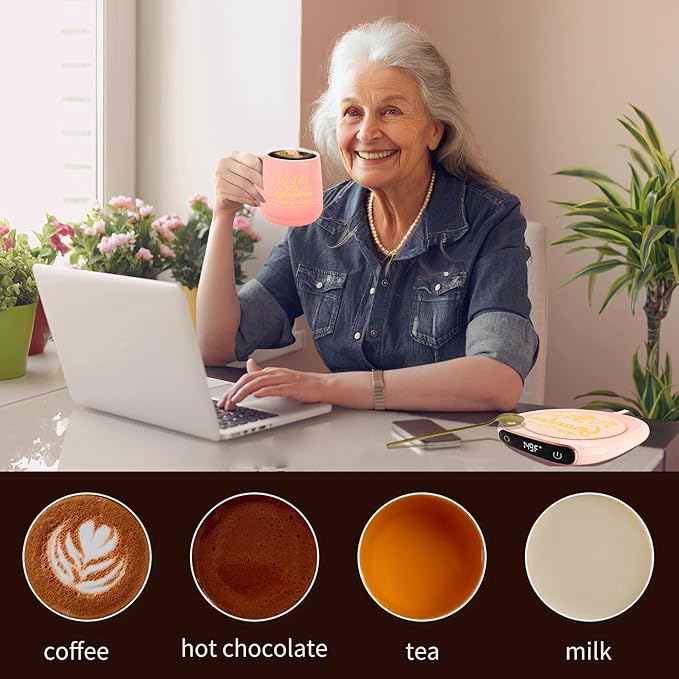Gifts for Grandma, Christmas Grandma Gifts from Grandkids Coffee Mug Warmer & Grandma Mug, Auto Shut Off Smart Warmer Coaster, Smart Electric Beverage Warmer for Coffee, Tea Gift for Birthday
