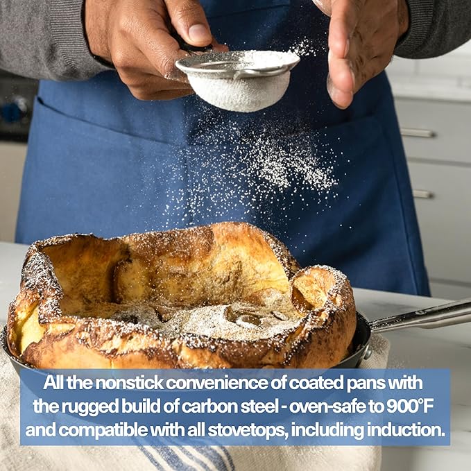 Misen Carbon Nonstick™ Skillet - Ultra-Durable Nitrided Surface - Easy Relase With No Coating to Chip or Peel, PFOA- & Chemical-Free - High-Heat Cooking, Even-Heating, Induction Ready, 8 Inch