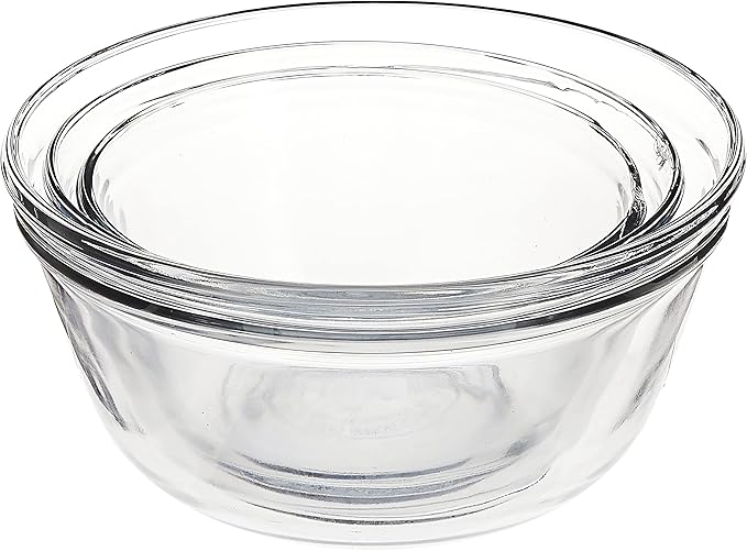 Anchor Hocking Anchor 3-Piece Glass Mixing Bowl Set, Clear