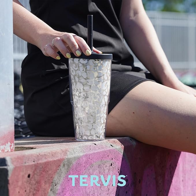 Tervis Home of the Free Because of the Brave Made in USA Double Walled Insulated Tumbler Travel Cup Keeps Drinks Cold & Hot, 24oz with Straw Lid, Classic