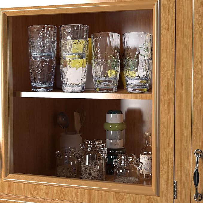Top-spring 16-Ounce Clear Unbreakable Tumblers - Dishwasher Safe, Stackable Shatterproof Plastic Drinking Glasses Set of 4; BPA-free