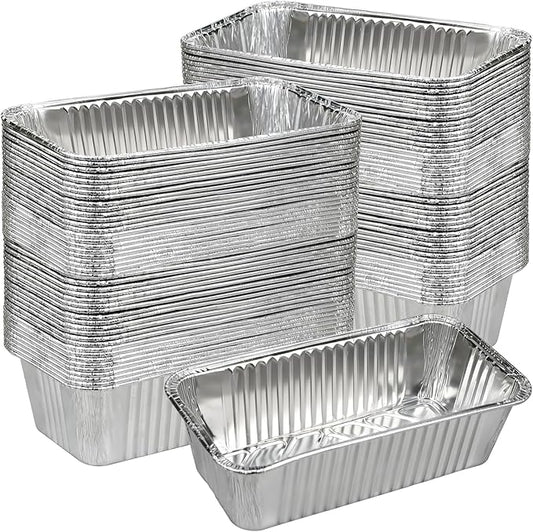 Disposable 2Lb Loaf Pans, 100 Pack Aluminum Bread Pans for Baking - 8.5" x 4.5" x 2.5" Foil Pans Perfect for Banana Bread, Cakes, Meatloaf & Food Serving