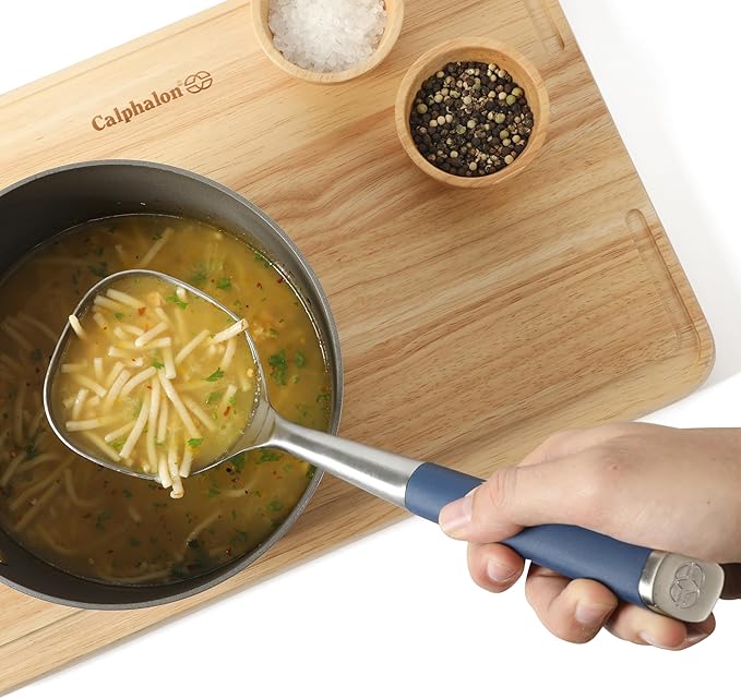 Calphalon Edge Stainless Steel Ladle w/Thermoplatic Rubber - Navy Blue