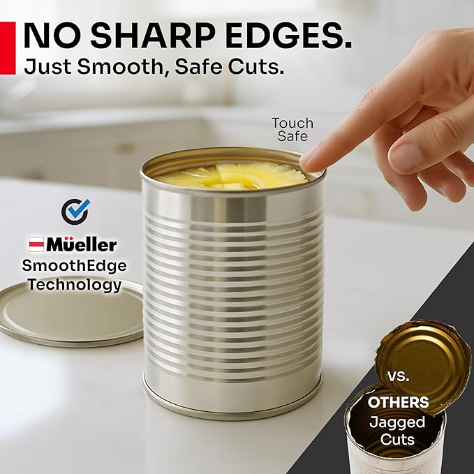 MUELLER HOME SmoothEdge Auto Can Opener Electric – Battery‑Operated with Magnet Lid Lifter – Portable Hands‑Free One Touch Can Opener for Seniors & Arthritis, Red Kitchen Accessories