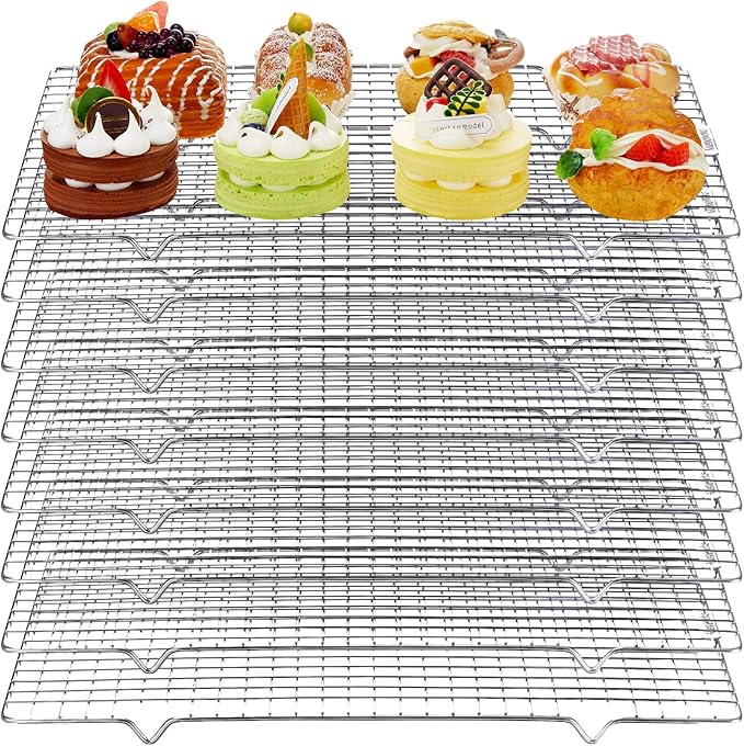 meekoo 8 Pieces Cooling Rack for Baking Cookie Cooling Wire Racks 16 x 10 Inches Cookie Rack Nonstick Baking and Cooling Grid for Cooking, Roasting, Grilling, Drying, Oven and Dishwasher Safe
