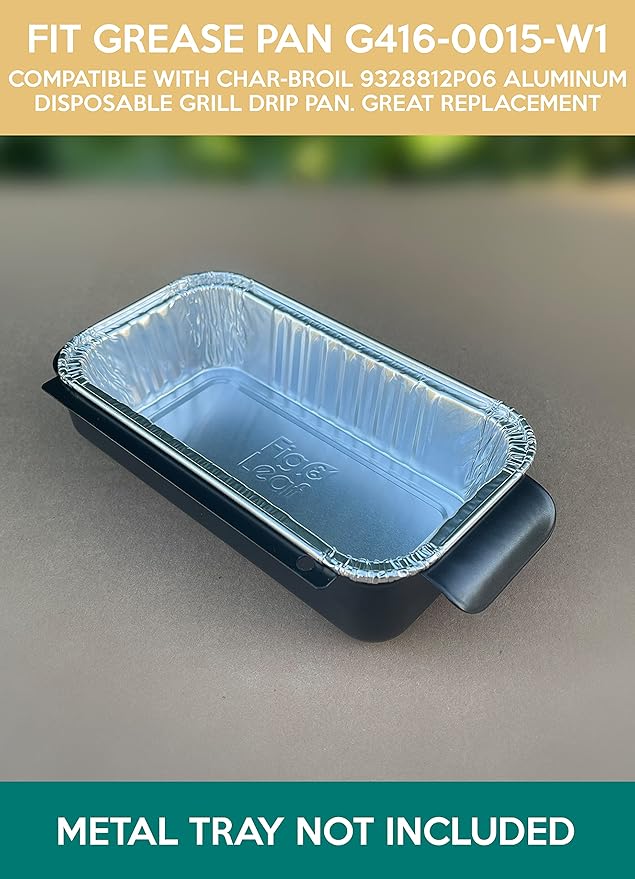 Fig & Leaf (20 Pack) Drip Pans Compatible with Char-Broil Grills 9328812P06 Foil Liner l Fits Grease Tray G416-0015-W1 l Disposable Aluminum Foil