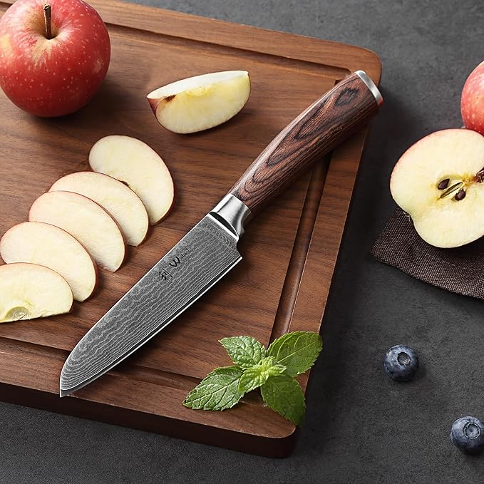 Wakoli EDIB 2-Piece Damascus Kitchen Knife Set – Santoku & Small Santoku with VG10 Core made of 67-Layer Damascus Steel Blades – Professional Chef Knives with Ergonomic Pakkawood Handles in Gift Box