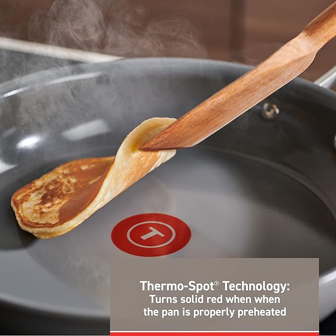 T-fal Ceramic Non-Stick Induction, 10.5 and 12 Inch 2 piece Frypan Set, Stone Grey