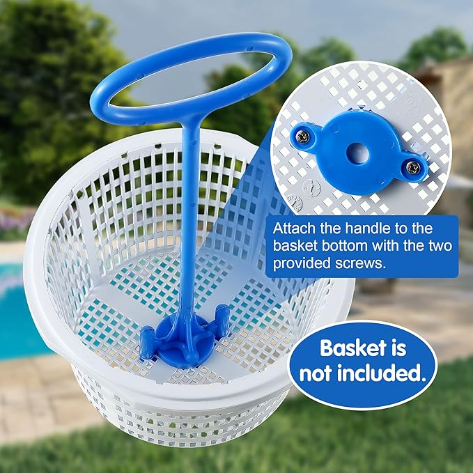 Dreyoo Pool Skimmer Basket Handle, Universal Skimmer Basket Hook Tool with Handle for Inground Above Pool Debris Removal, Keeps Hands Clean and Safe(1 Piece)