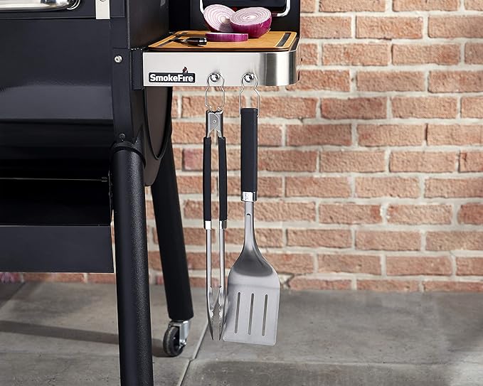 Weber Precision 3‑Piece Grilling Tool Set – Stainless Steel Tongs, Spatula & Silicone Basting Brush with Non‑Slip Handles and Hands‑Free Locking
